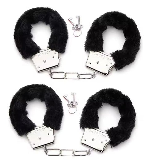 Two Piece HandCuffs  | Black Fluff