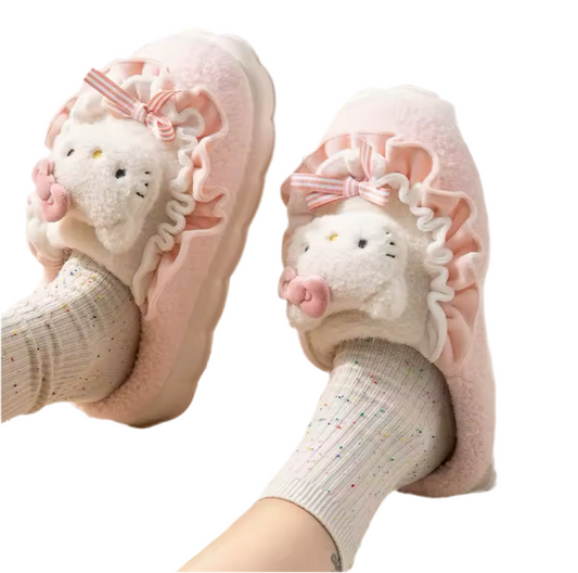 Hello kitty fluff Slides Pink