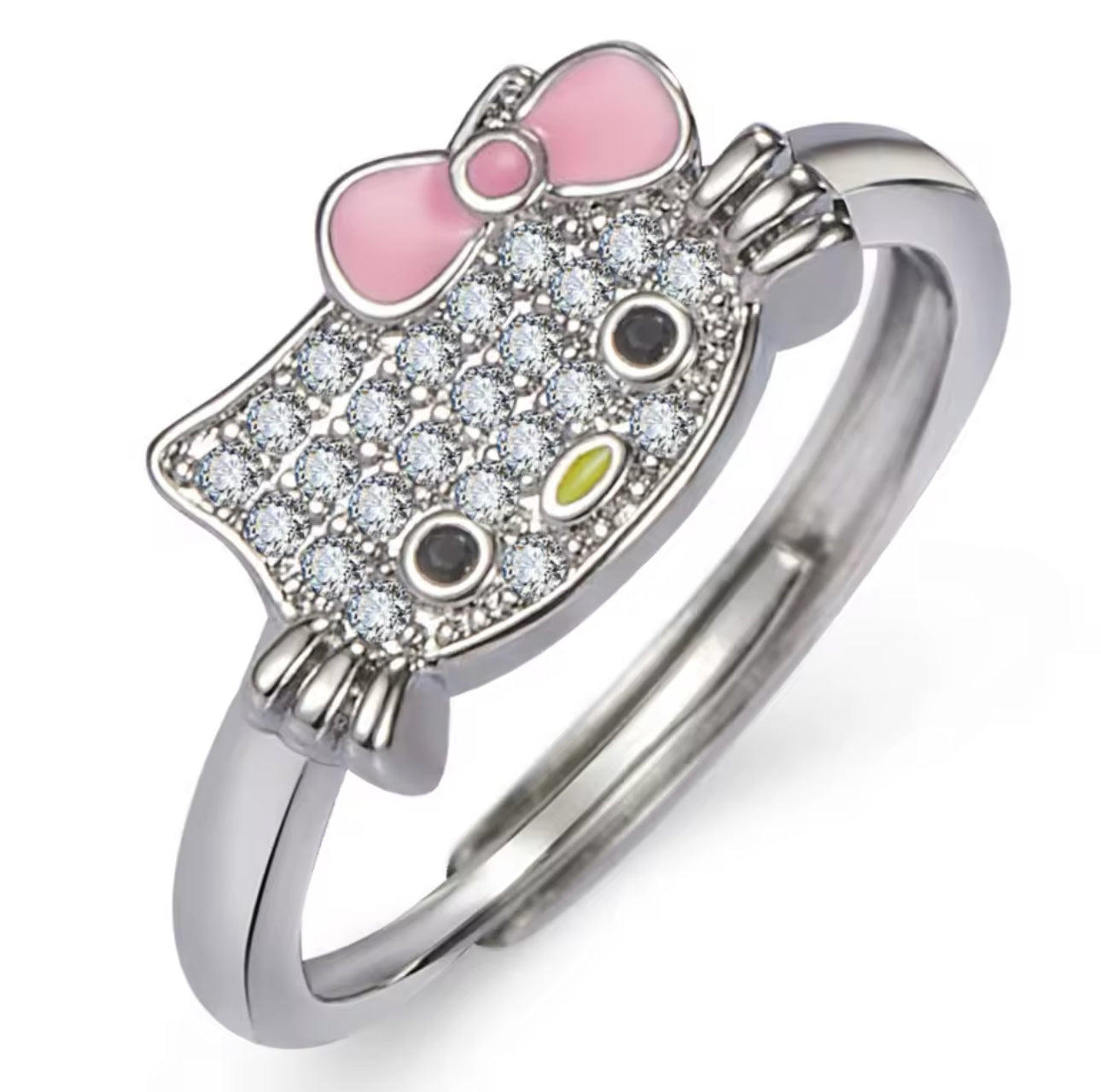 Hello Kitty Sparkly Design Silver Ring
