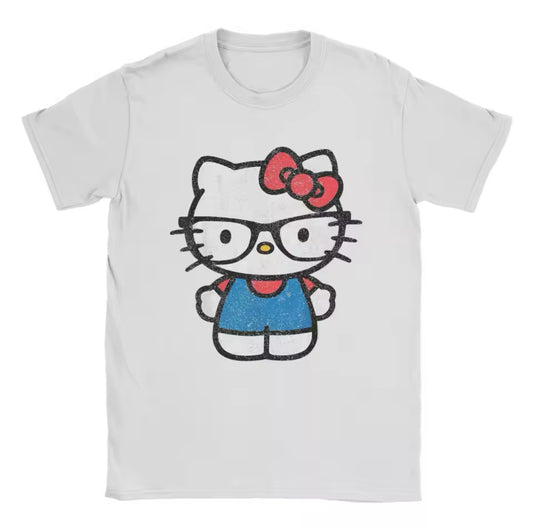 Hello Kitty Cute Glasses Tee White