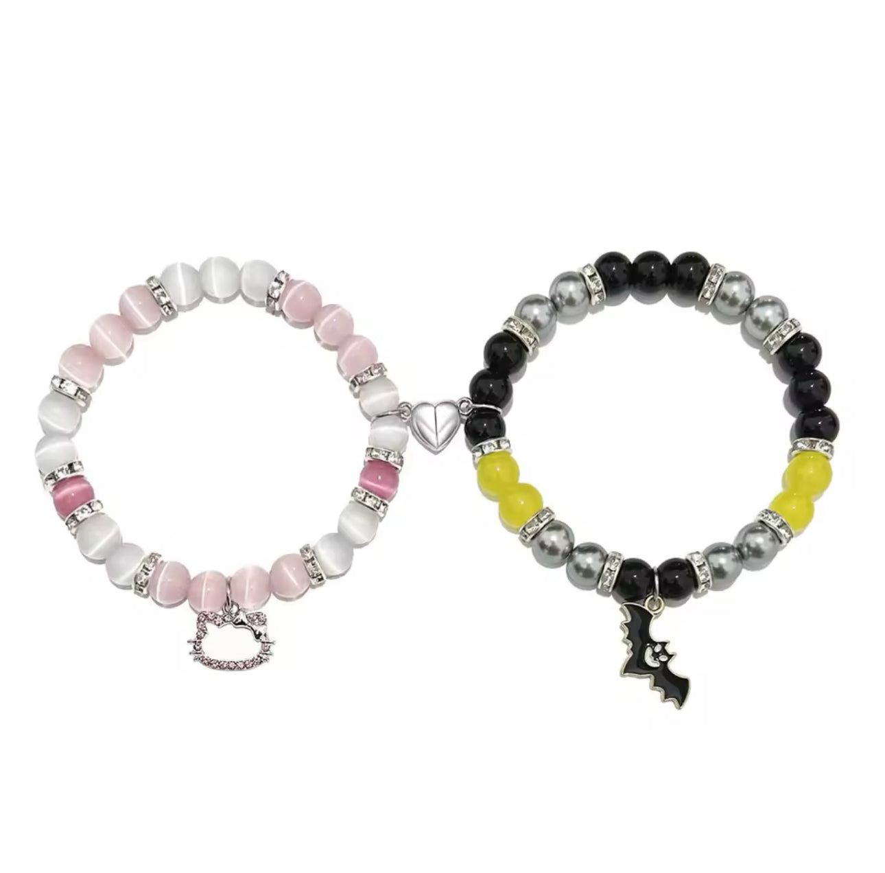 Hello Kitty Spider man Black & Yellow , Pink Matching Bracelet