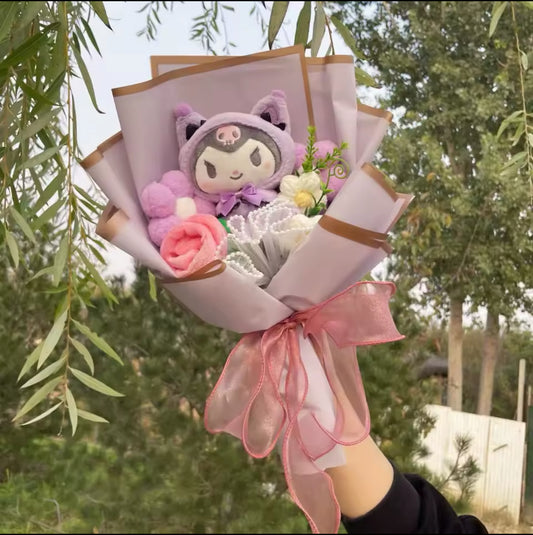e Kuromi Stuffed Flower Purple Vail  Flower Bouquet