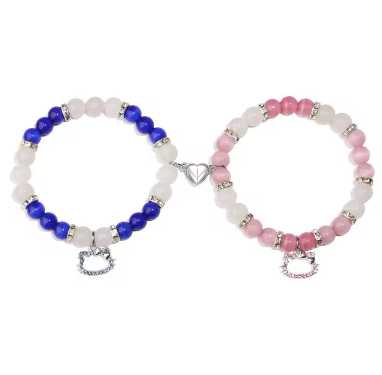 Hello Kitty Pink  & Spider-man Blue Symbol Matching Bracelet