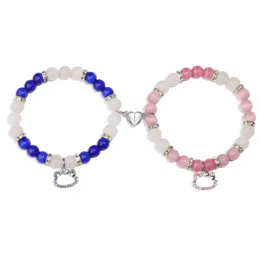 Hello Kitty Pink  & Spider-man Blue Symbol Matching Bracelet