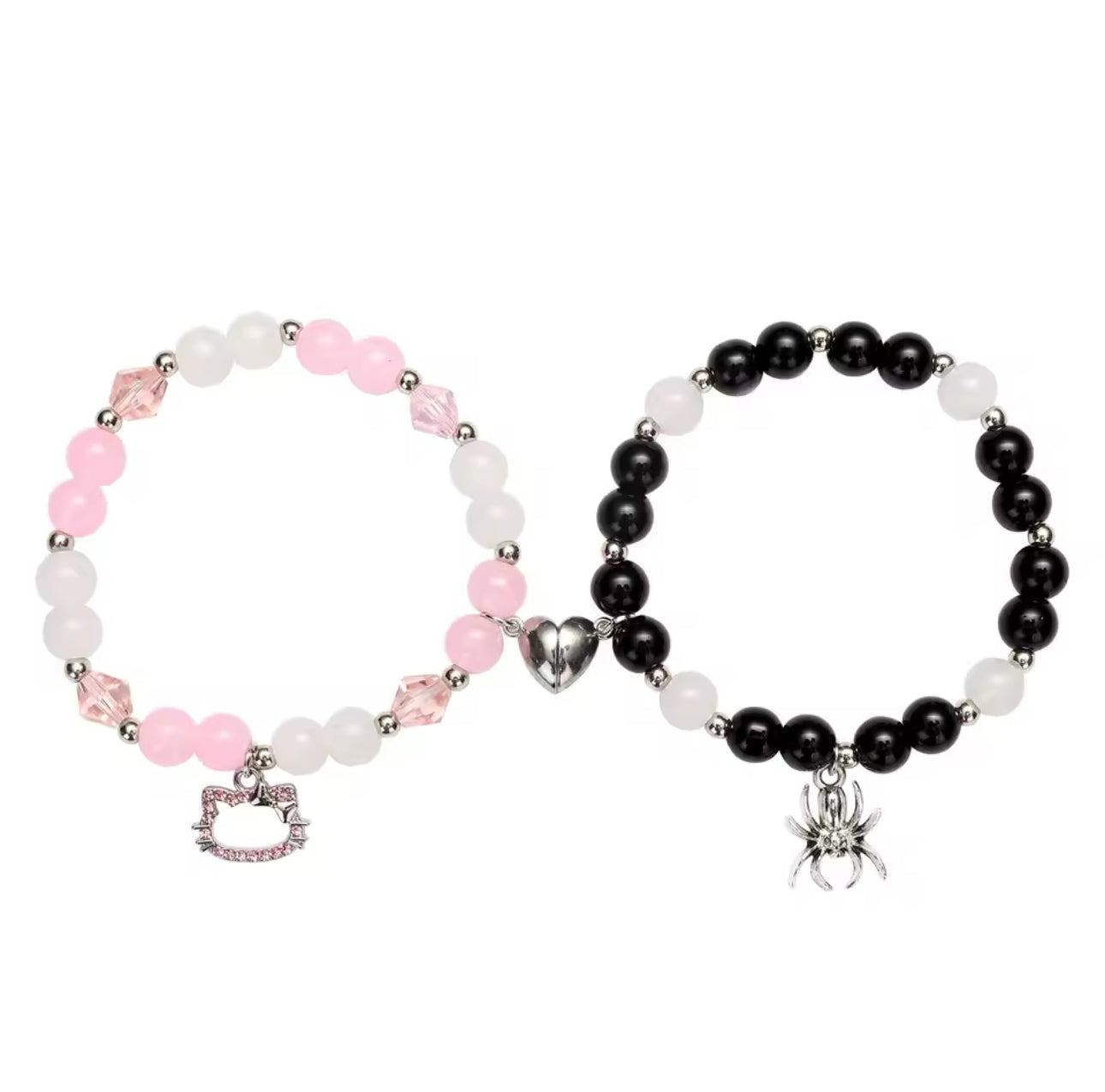 Hello Kitty Spider man Black & Pink Matching Bracelet