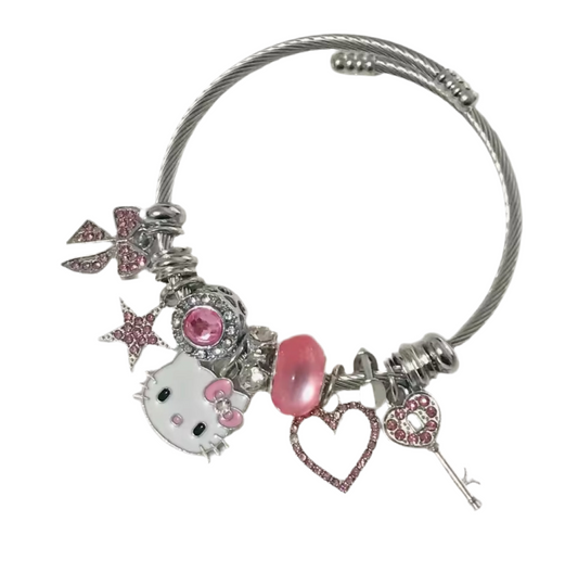 Silver - Pink Lock Hello Kitty Pandora Bracelet