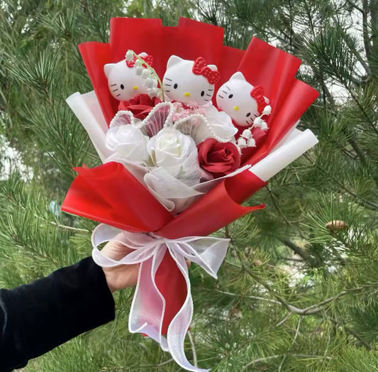 Hello Kitty Red Rosey Flower Bouquet
