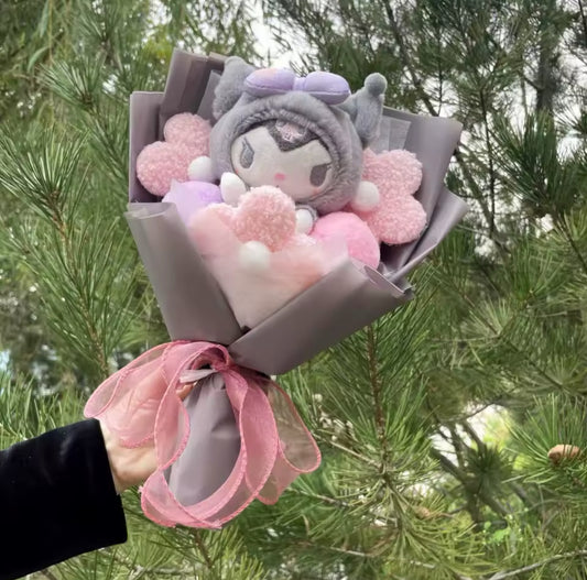 Grey Kuromi - Pink Flower Bouquet