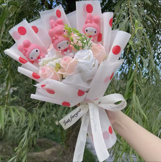 My Melody Polka Dot White Vail Flower Bouquet