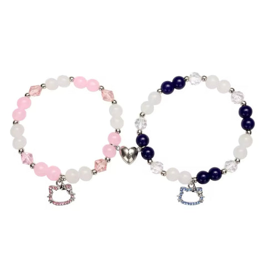 Hello Kitty Spider man Black & White , Pink Matching Bracelet