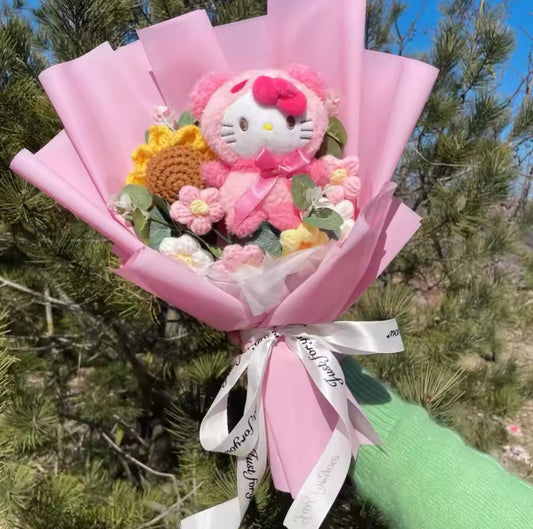 Hello Kitty Cozy Sunflower Pink Vail Flower Bouquet