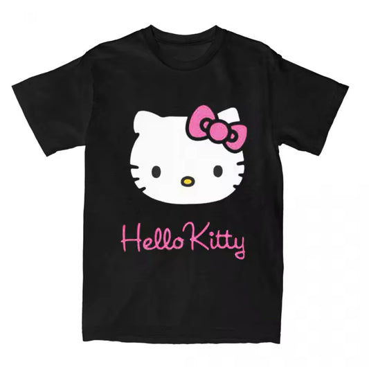 Hello Kitty Pink Text Tee Black