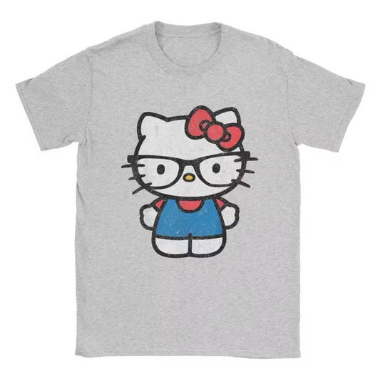 Hello Kitty Cute Glasses Tee Grey