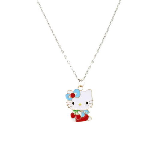 Hello Kitty Blue Bow Logo Necklace