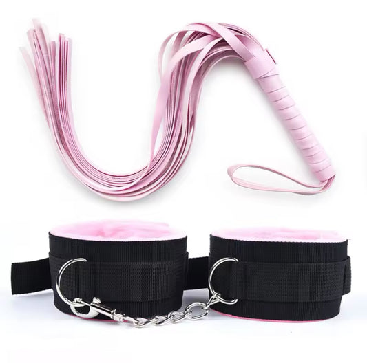 Pink Fluffy Cuff & Whip Set