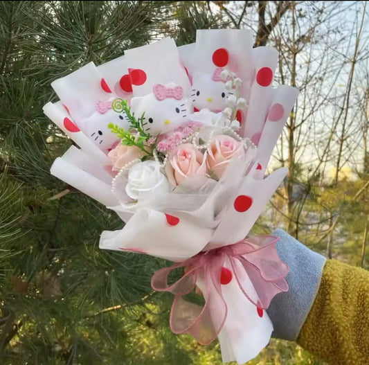 Hello Kitty Polka Dot White Vail Flower Bouquet
