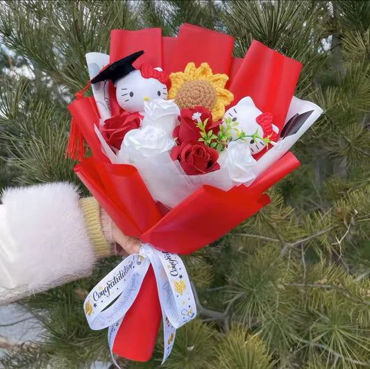 Hello Kitty Red Graduation Vail Flower Bouquet