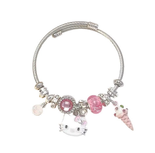 Silver - Pink Hello Kitty Pandora Bracelet